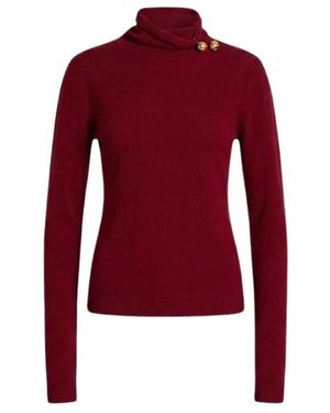 Alberta Ferretti Trui Met Col Van Wol, Zijde En Kasjmier Met Bloemspeld - Rood