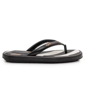Tod's Schoenen ,Zwart ,Leer Logo-Detail Teenslippers