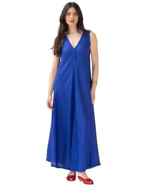 P.A.R.O.S.H. Kleedjes ,Blauw ,Katoen Lange Jurk