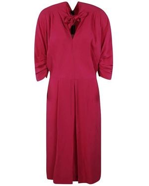 Marni Kleid Mit Gerafften Ärmeln Und Bindekragen - Rot