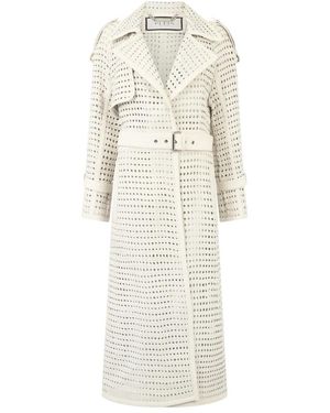 Philipp Plein Jassen ,Leer Geweven Leren Trenchcoat - Naturel