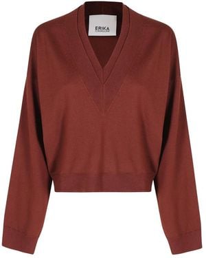 Erika Cavallini Semi Couture V-Neck Knitwear - Red