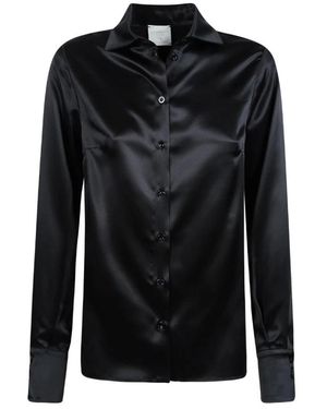 Eleventy Overhemden ,Zwart ,Satijn Classic Silk Shirt