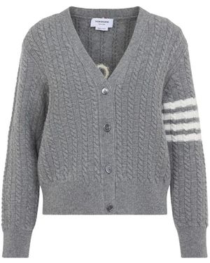 Thom Browne 4-Bar Anker Intarsia Cardigan - Grau