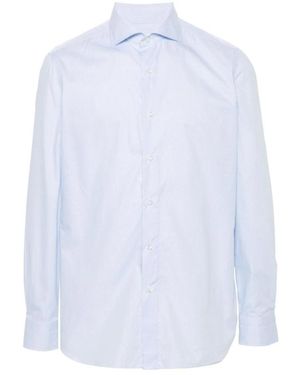 Luigi Borrelli Napoli Hellblaues Vertikal Gestreiftes Hemd - Weiß