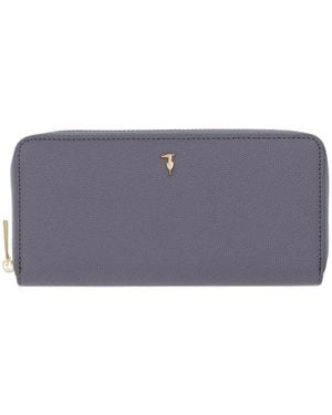 Trussardi Accessoires ,Grijs ,Leer Cameo Portemonnee Met Logo-Plaquette En Gekorreld Effect - Blauw