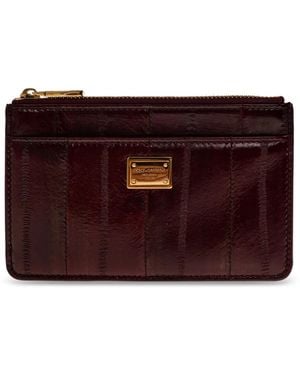 Dolce & Gabbana Accessoires ,Rood ,Leer Leren Kaarthouder Met Logo