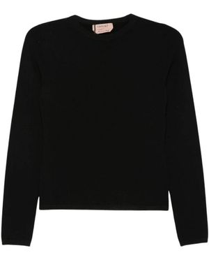 Twinset Fijngebreide Trui Met Ronde Hals - Zwart