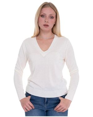Peuterey Rippstrick V-Ausschnitt Pullover Mit Logo - Weiß