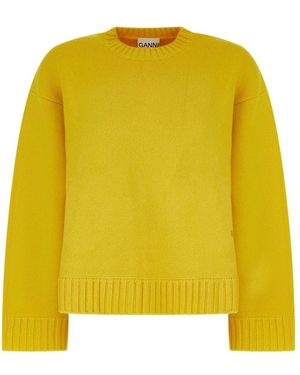 Ganni Round-Neck Knitwear - Giallo