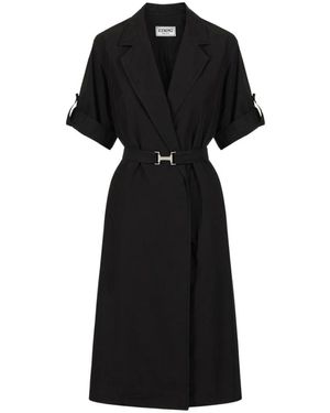 Iceberg Schwarzes Kleid Mit Leinengürtel