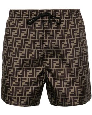 Fendi Badmode ,Bruin ,Allover Tobacco/Moro Boxer Briefs - Zwart