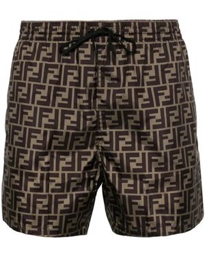 Fendi Badmode ,Bruin ,Allover Tobacco/Moro Boxer Briefs - Zwart