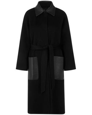 Marc Cain Jassen ,Zwart ,Wol Korte Jas Met Leren Details