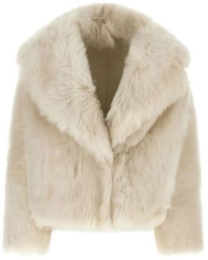 Blancha Jassen ,Leer Toscana Shearling Jas - Naturel