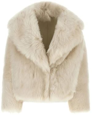 Blancha Jassen ,Leer Toscana Shearling Jas - Naturel