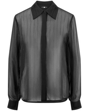 Riani Transparante Blouse Met Glinsterend Streepjespatroon - Zwart