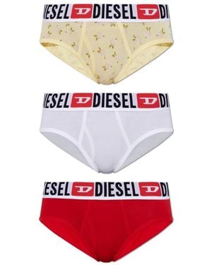 DIESEL Dreierpack Slips Mit Maxi-Logo-Bund - Rot