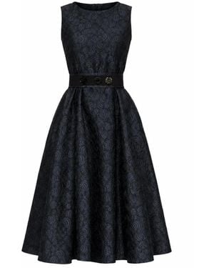 Max Mara Kleedjes ,Blauw ,Polyester Mouwloze Jacquard Jurk - Zwart