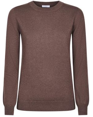 Brunello Cucinelli Truien & Vesten ,Bruin ,Girocollo/L