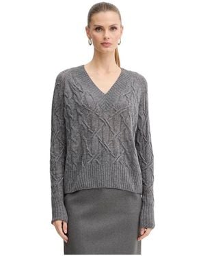 Ermanno Scervino Truien & Vesten ,Grijs ,Wol V-Hals Gebreide Trui