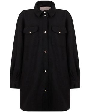 Herno Overshirt Van Scheerwol - Zwart