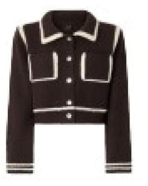 Pinko Merino Wol Jas Met Contrasterende Boord - Zwart