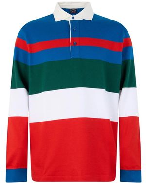 Paul & Shark Tops ,Veelkleurig ,Katoen Lange Mouw Gestreepte Polo - Rood