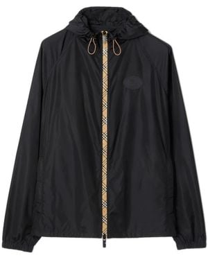 Burberry Checker-Tape Nylon Hooded Jacket - Black