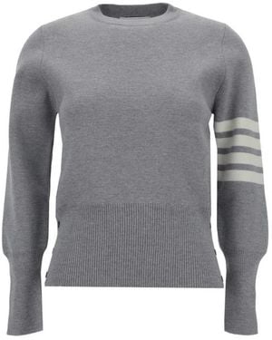 Thom Browne Feine Merinowolle Pullover Mit 4-Streifen-Muster - Grau