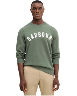 Barbour Hoodies & Sweatvesten ,Groen ,Katoen Prep Logo Crewneck Sweatshirt