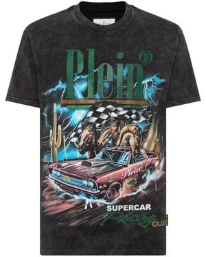 Philipp Plein T-Shirt Ronde Hals Racing - Groen