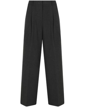 DUNST Broeken ,Grijs ,Wide Broek Met Dubbele Plooi - Zwart