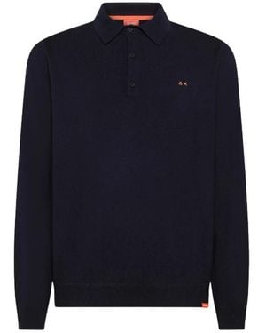 Sun 68 Tops ,Blauw ,Katoen Wol En Katoen Gebreide Polo
