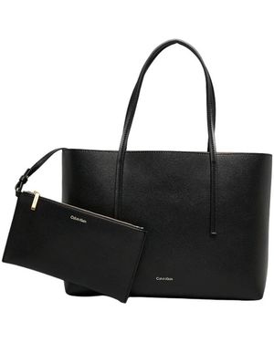Calvin Klein Logo Detail Tote Bag - Zwart