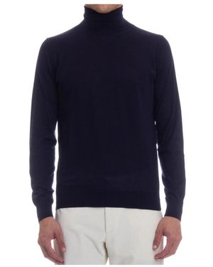 Colombo Truien & Vesten ,Blauw ,Kasjmier Blauwe Kasjmier Zijden Trui