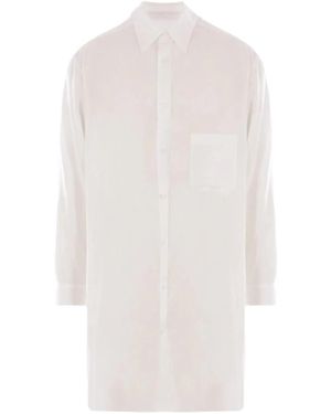 Yohji Yamamoto Doorschijnende Gedrapeerde Blouse - Wit