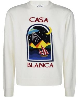 CASABLANCA Round-Neck Knitwear - White