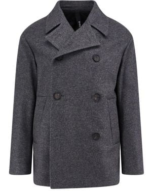 Hevò Double-Breasted Coats - Grey