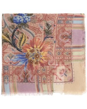 Etro Accessoires ,Veelkleurig ,Wol Bedrukte Sjaal - Roze