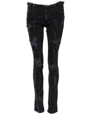 Dolce & Gabbana Zwarte Tattered Skinny Denim Jeans