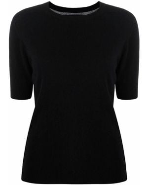 Lisa Yang Schwarzer Kaschmir Rundhalsausschnitt Pullover Kurze Ärmel