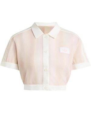 adidas Summer Glow Gestreepte Cropped Polo - Naturel