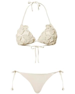 Twinset Satijnen Driehoek Bikini Met Haakwerk Applicatie - Wit
