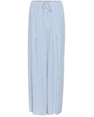 Cream Wide Trousers - Blu