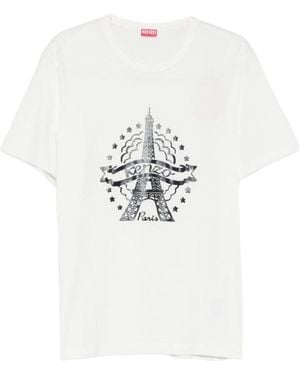 KENZO T-Shirt Van Katoen Met Ronde Hals - Wit