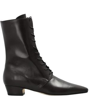 Aeyde Schoenen ,Bruin ,Leer Elva Enkellaarsjes Met Hak - Zwart