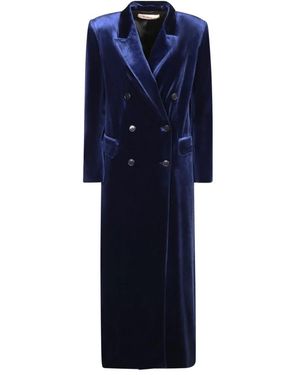 Blanca Vita Jassen ,Blauw ,Leer Double-Breasted Velvet Coat