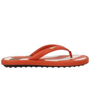 Tod's Schoenen ,Oranje ,Leer Sandaaltjes Met Streepdetail - Rood