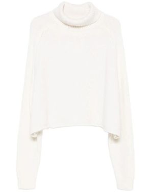 Lisa Yang Cremefarbener Turtleneck-Cropped-Pullover - Weiß